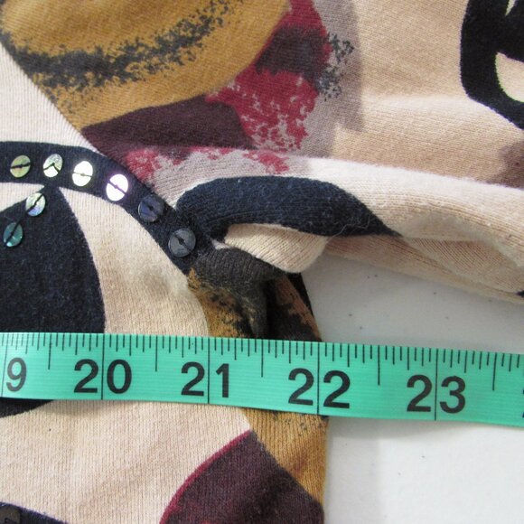 Monroe & Main Sequined Floral Cotton 3/4 Sleeve Autumn Colors Top - Picture 12 of 16